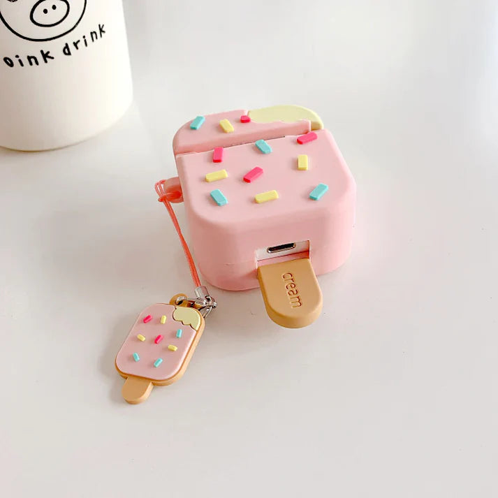 Popsicle Airpods Cover (Pink & Brown) - Premium Silicone Case