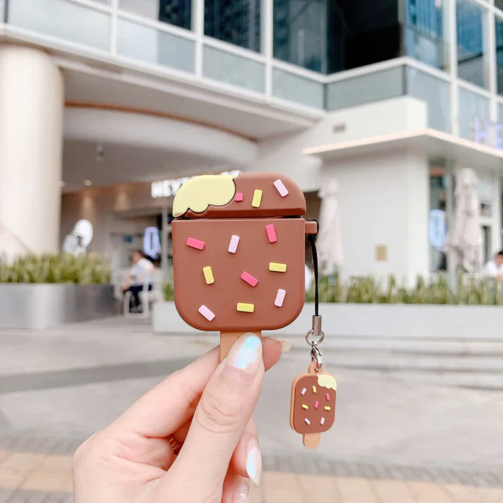 Popsicle Airpods Cover (Pink & Brown) - Premium Silicone Case