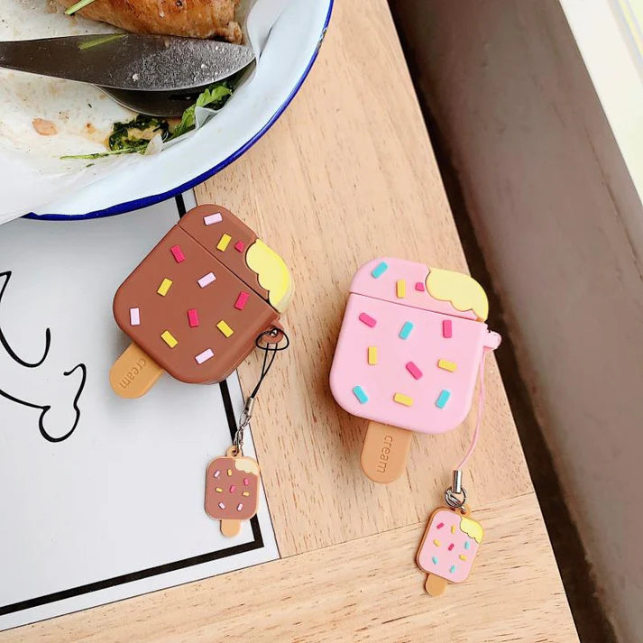Popsicle Airpods Cover (Pink & Brown) - Premium Silicone Case
