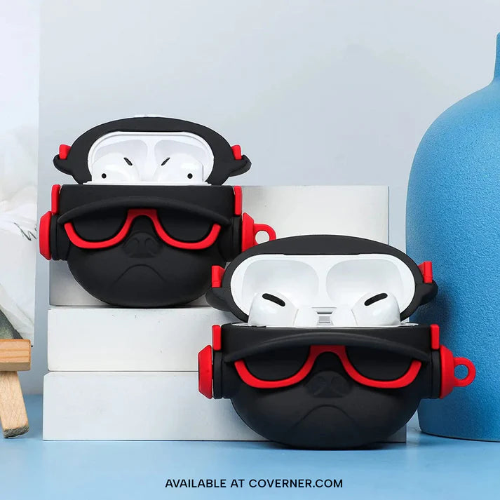 Hip Hop Dog Apple AirPods Cover - Cartoon Bulldog Silicone Case Accessories