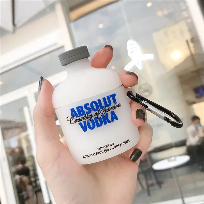Mini Vodka Bottle Case for AirPods pro 2 – Cute 3D Silicone Earbud Cover