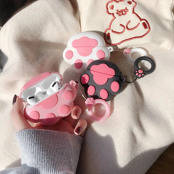 Cute Paws AirPods Case – Soft Silicone Paw-Shaped Cover with Hook by Coverner India