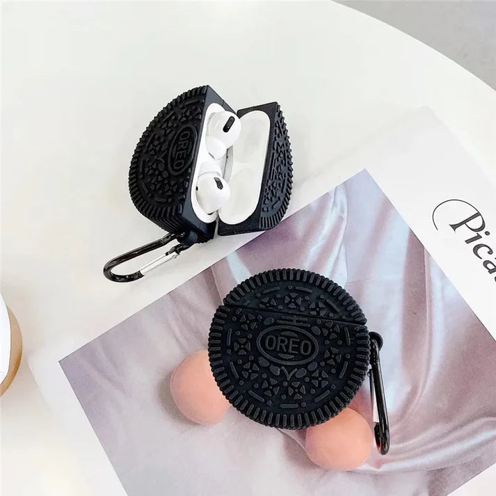 Dark Brown Cookie AirPods Case – Limited Edition Silicone Cover with Hook by Coverner India