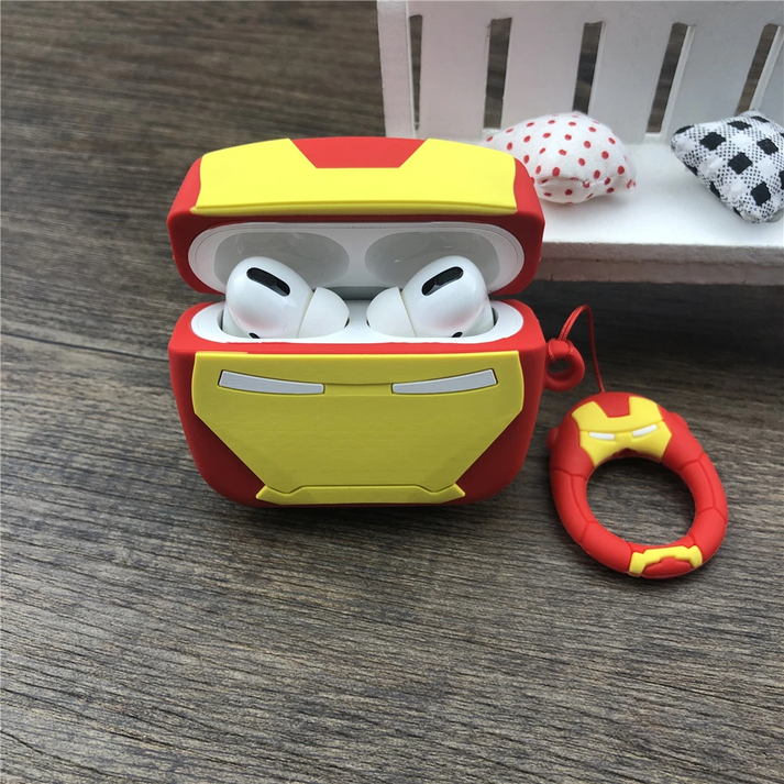 Ironman AirPods Case Cover – Superhero Armor Silicone Case with Keychain