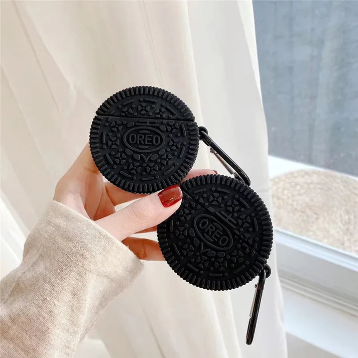 Dark Brown Cookie AirPods Case – Limited Edition Silicone Cover with Hook by Coverner India