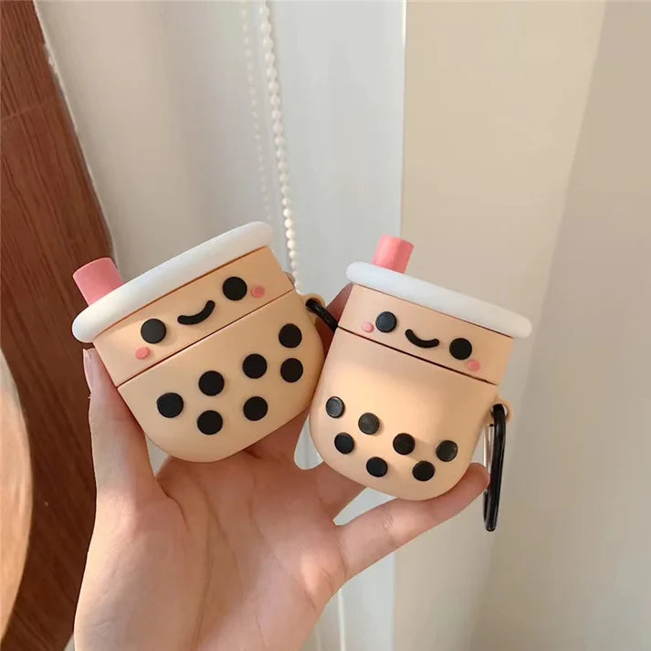 Bubble Tea (Boba Tea) AirPods Case – Cute Silicone Cup Design with Hook by Coverner India