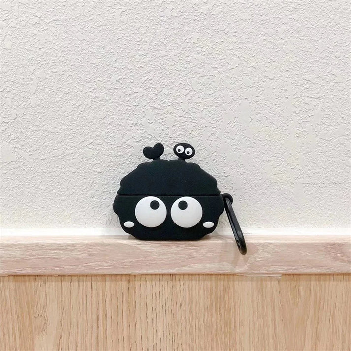 Black Coalball AirPods Case – Cute 3D Cartoon Silicone Cover with Hook by Coverner India