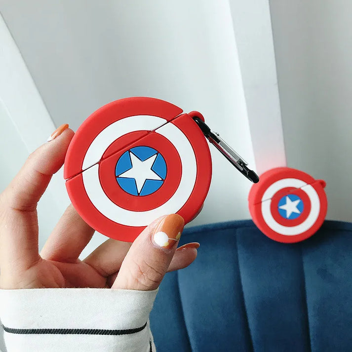 Captain Shield AirPods Case Cover – Silicone Protective Case with Keychain