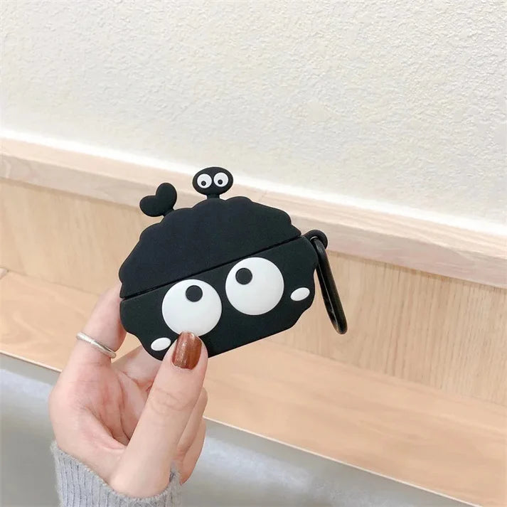 Black Coalball AirPods Case – Cute 3D Cartoon Silicone Cover with Hook by Coverner India
