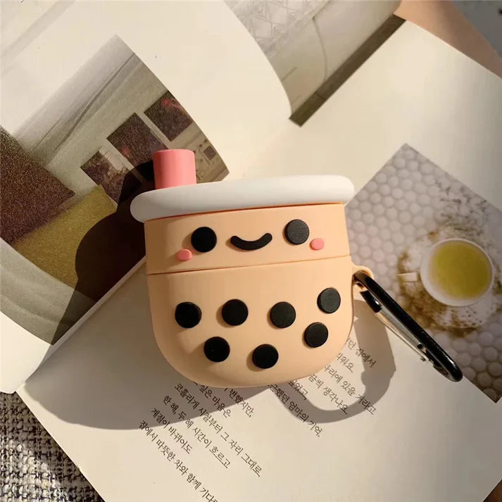 Bubble Tea (Boba Tea) AirPods Case – Cute Silicone Cup Design with Hook by Coverner India