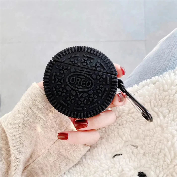 Dark Brown Cookie AirPods Case – Limited Edition Silicone Cover with Hook by Coverner India