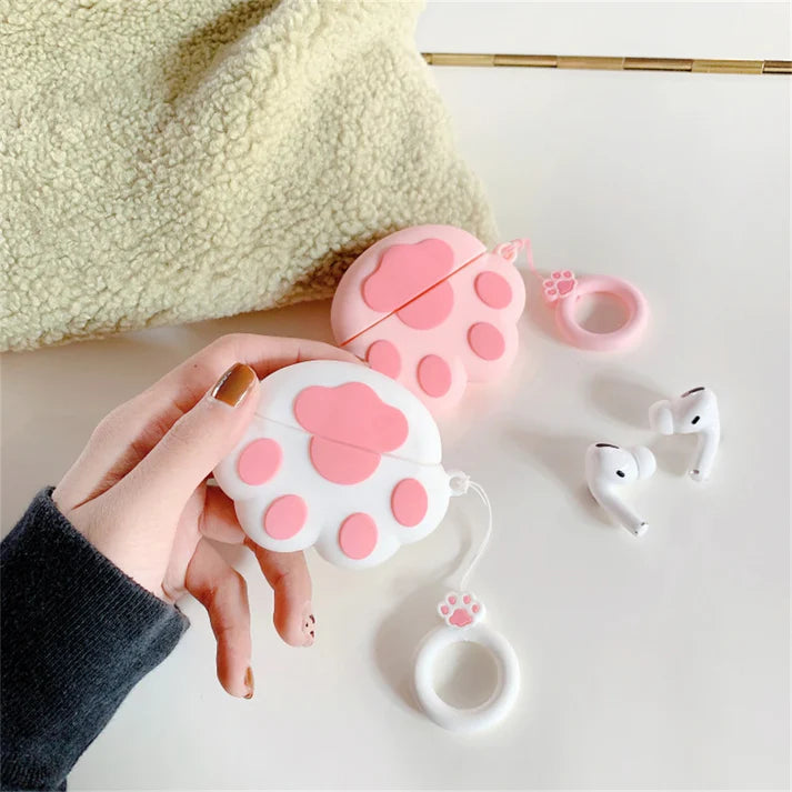 Cute Paws AirPods Case – Soft Silicone Paw-Shaped Cover with Hook by Coverner India