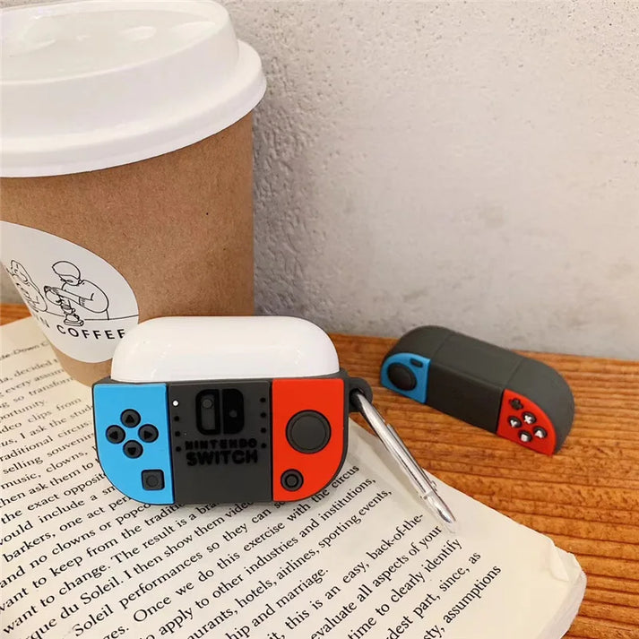 Switch Game Console AirPods Case Cover – Gamer Style Silicone Case with Keychain