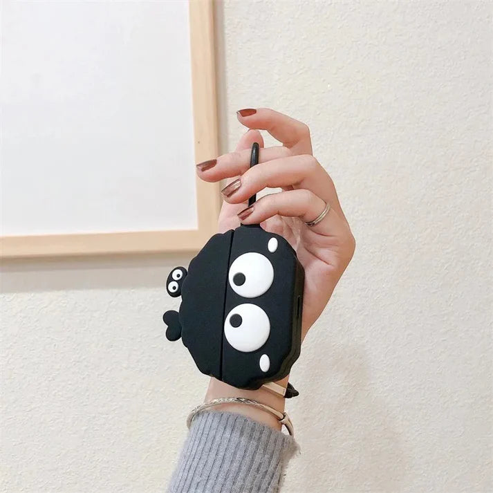 Black Coalball AirPods Case – Cute 3D Cartoon Silicone Cover with Hook by Coverner India