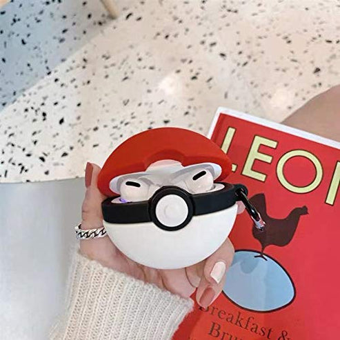 Poké Ball AirPods Case Cover – Anime Style Silicone Case with Keychain