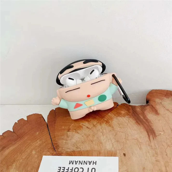 Shinchan Silicone AirPods Case with Hook – Anime-Inspired Cover