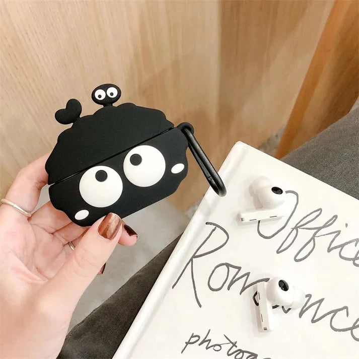 Black Coalball AirPods Case – Cute 3D Cartoon Silicone Cover with Hook by Coverner India