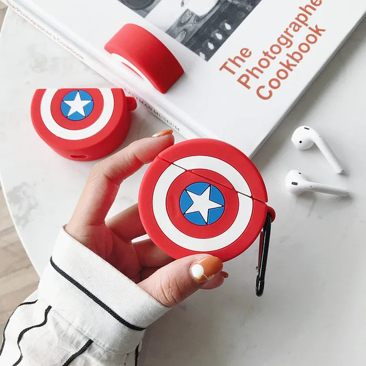 Captain Shield AirPods Case Cover – Silicone Protective Case with Keychain