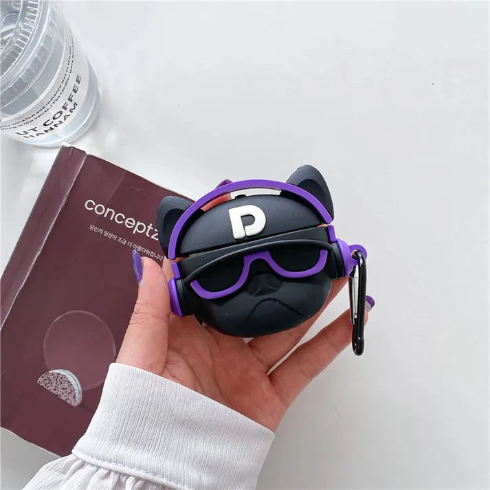 Hip Hop Dog Apple AirPods Cover - Cartoon Bulldog Silicone Case Accessories