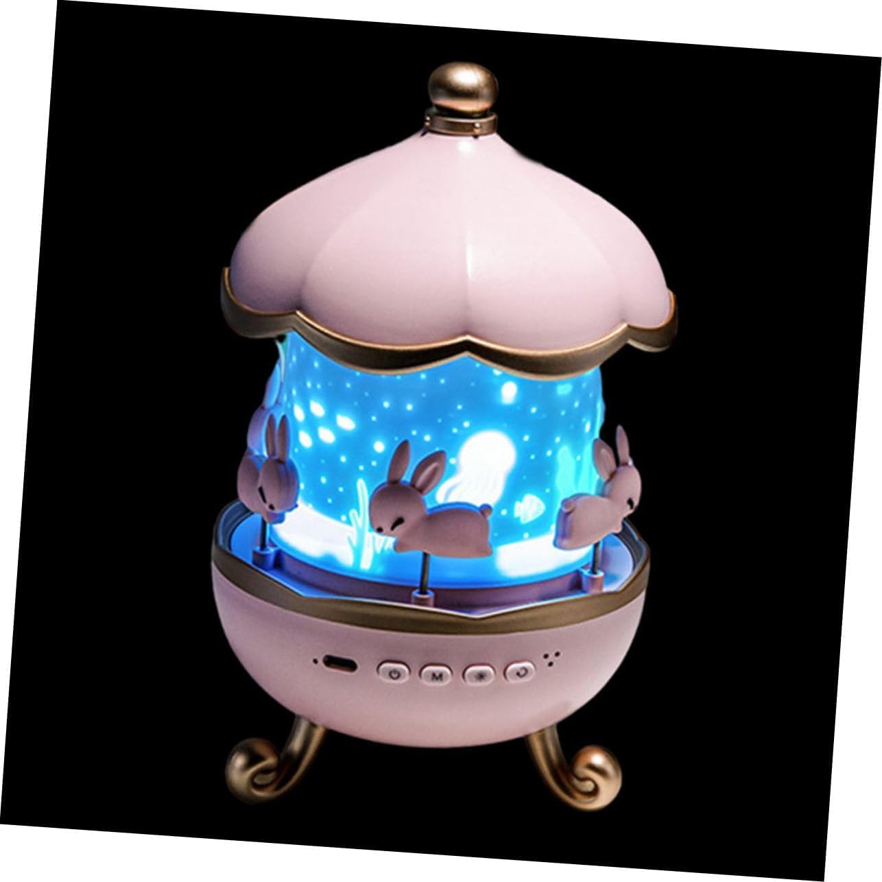 Cute Bunny Carousel Night Lamp with Warm Light - VYRO