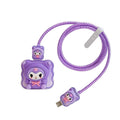 Cute 3D Purple Silicone Charger Case & Cable Protector Set