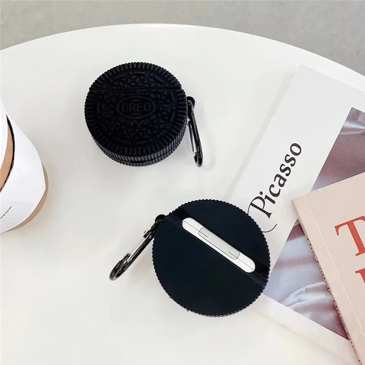 Dark Brown Cookie AirPods Case – Limited Edition Silicone Cover with Hook by Coverner India