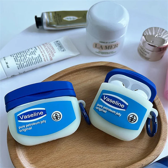 Vaseline Jar AirPods Case Cover – Cute Silicone Protective Case with Keychain