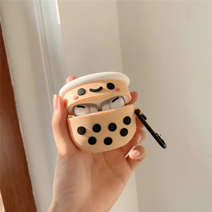 Bubble Tea (Boba Tea) AirPods Case – Cute Silicone Cup Design with Hook by Coverner India