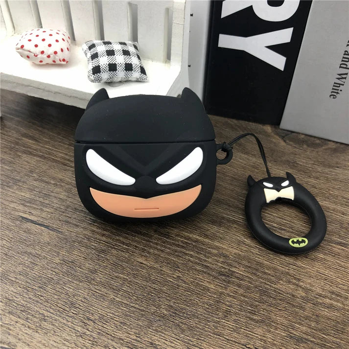 Batman Inspired Silicone Case for AirPods pro 2 – Cute Cartoon Hero Protective Cover with Finger Ring Strap