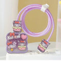 Cute 3D Purple Kuromi Silicone Charger Case & Cable Protector Set