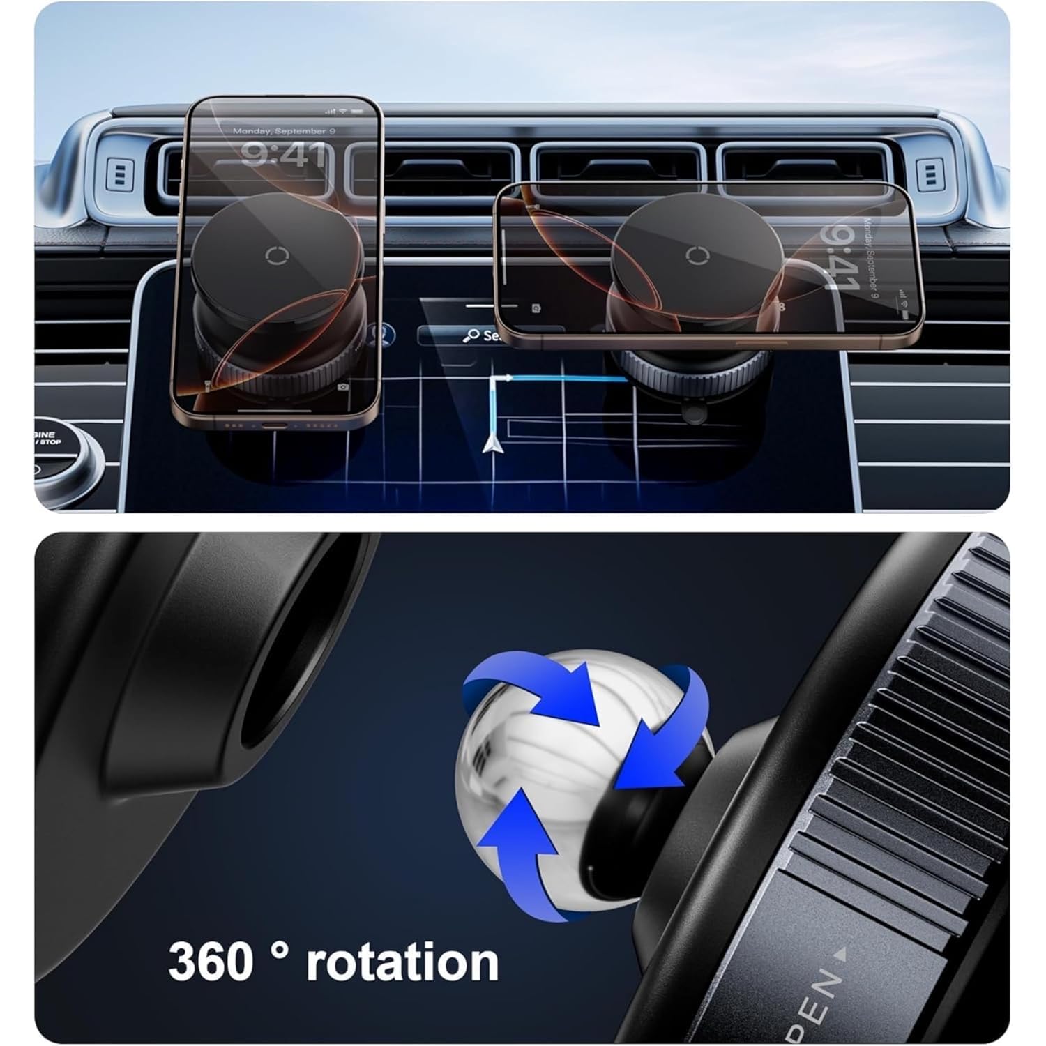 360° Magnetic MagSafe Car Phone Holder | Dashboard & Desk Stand | Strong Suction Mount for iPhone & MagSafe Cases