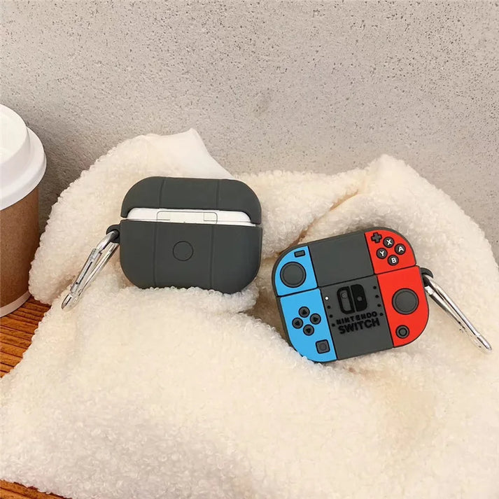 Switch Game Console AirPods Case Cover – Gamer Style Silicone Case with Keychain