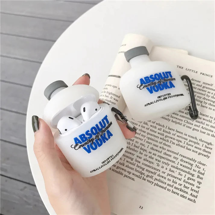 Mini Vodka Bottle Case for AirPods pro 2 – Cute 3D Silicone Earbud Cover