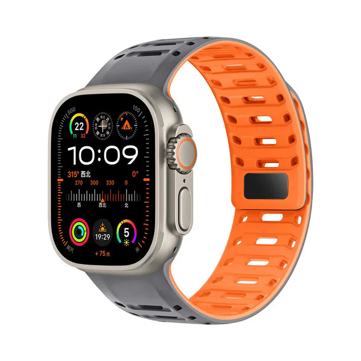 TwinLock Band for Apple Watch [42/44/45/49mm] – Dual Pin + Magnetic Lock | Arthritis-Friendly, Sweatproof Silicone Strap