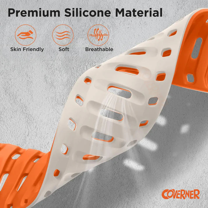TwinLock Band for Apple Watch [42/44/45/49mm] – Dual Pin + Magnetic Lock | Arthritis-Friendly, Sweatproof Silicone Strap