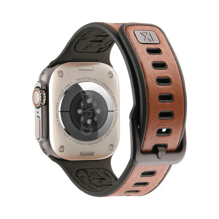 FusionBand Dual-Tone Leather Silicone Strap for Apple Watch – (44–49mm)