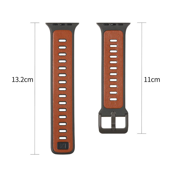 FusionBand Dual-Tone Leather Silicone Strap for Apple Watch – (44–49mm)