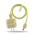Yellow Shimmer Heart Charger Case Cover with Spiral Cord Protector