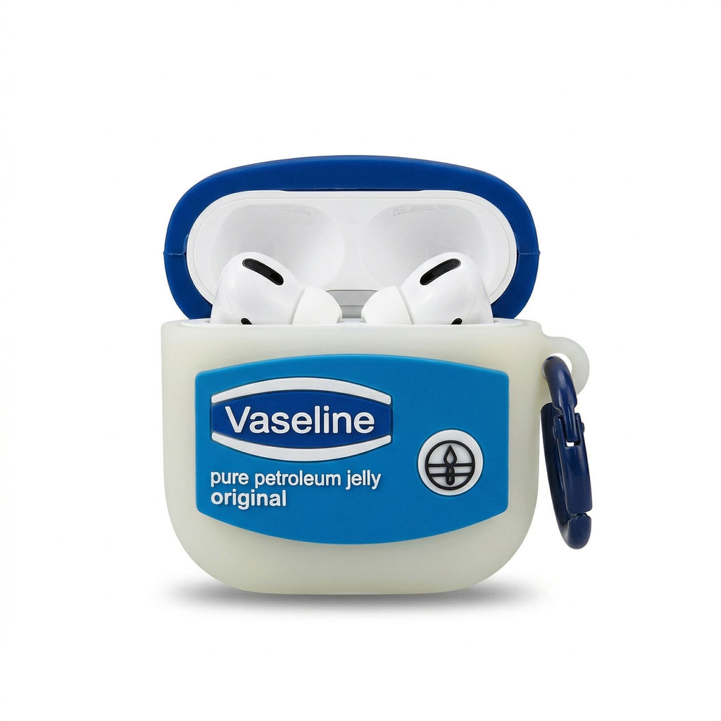 Vaseline Jar AirPods Case Cover – Cute Silicone Protective Case with Keychain