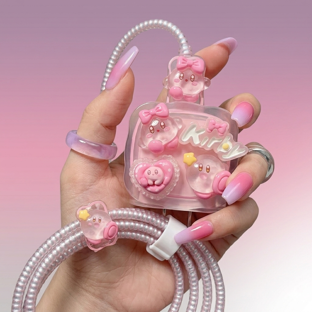 Kirby Silicone Star & Bow Charger Protector Set