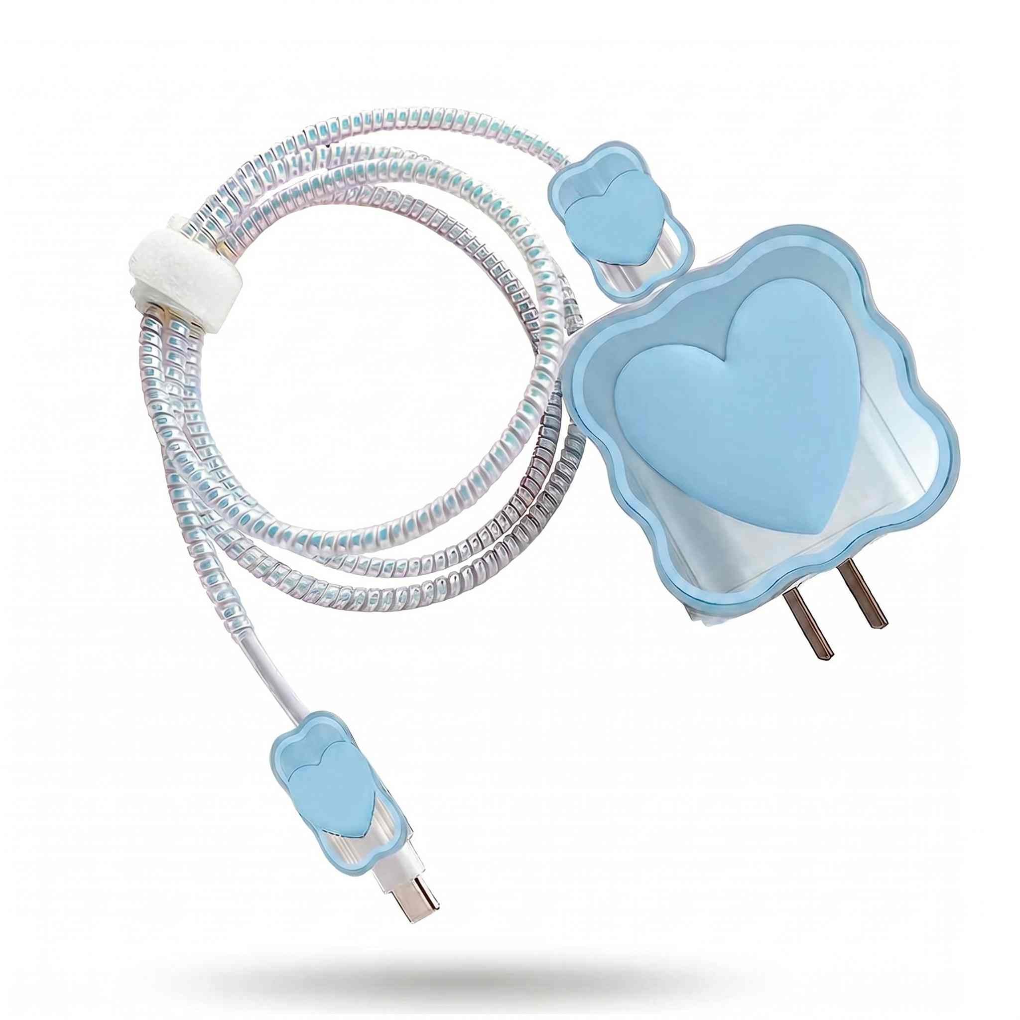 Pastel Heart Wave Charger Protective Case & Cable Saver Set
