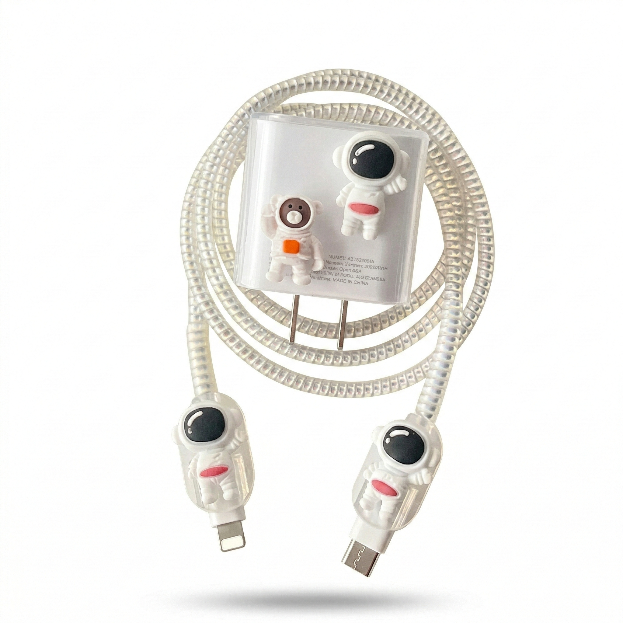 White Astronaut Charger Cover & Cable Protector
