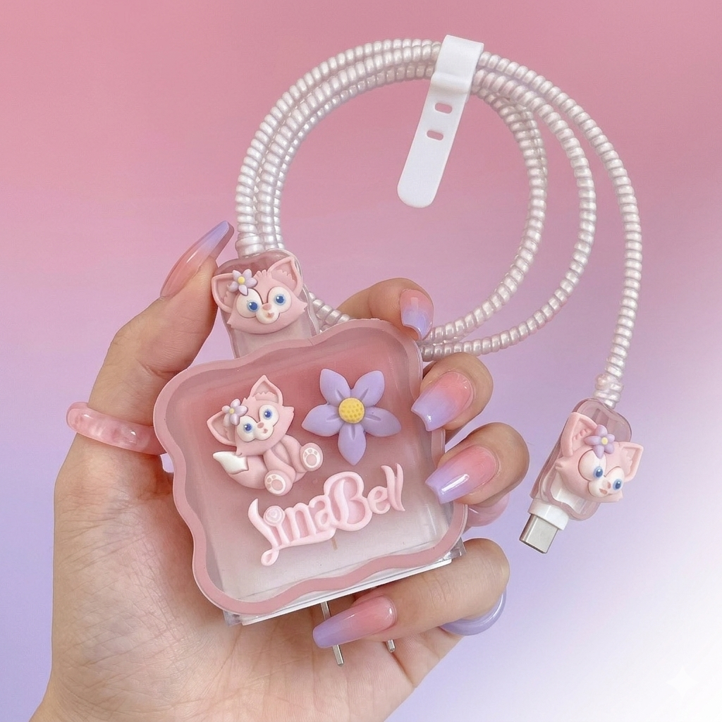 LinaBell 3D Silicone Floral Charger Protector Set