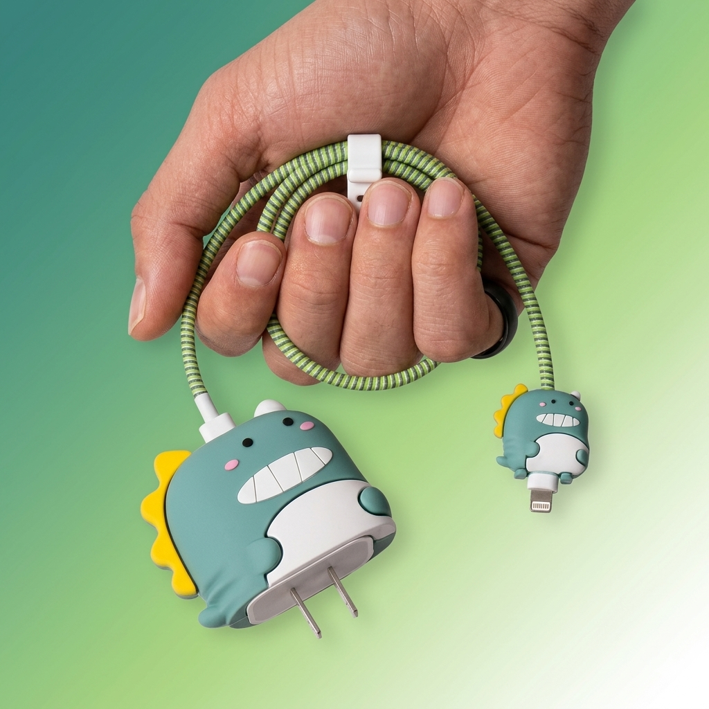 Cute Dinosaur Charger Cover & Cable Protector