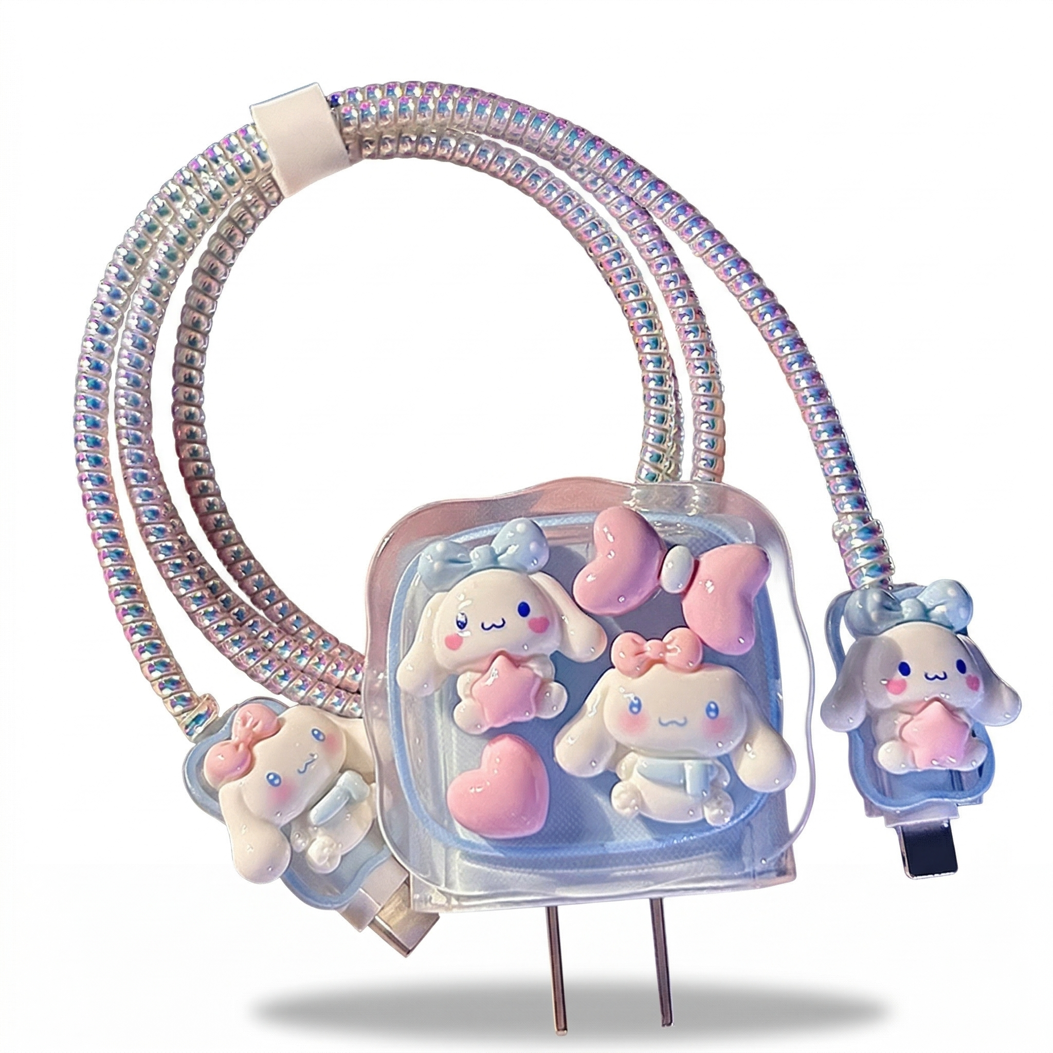 Cinnamoroll & Bear-Cookie 3D Silicone Luxury Charger Protector Combo