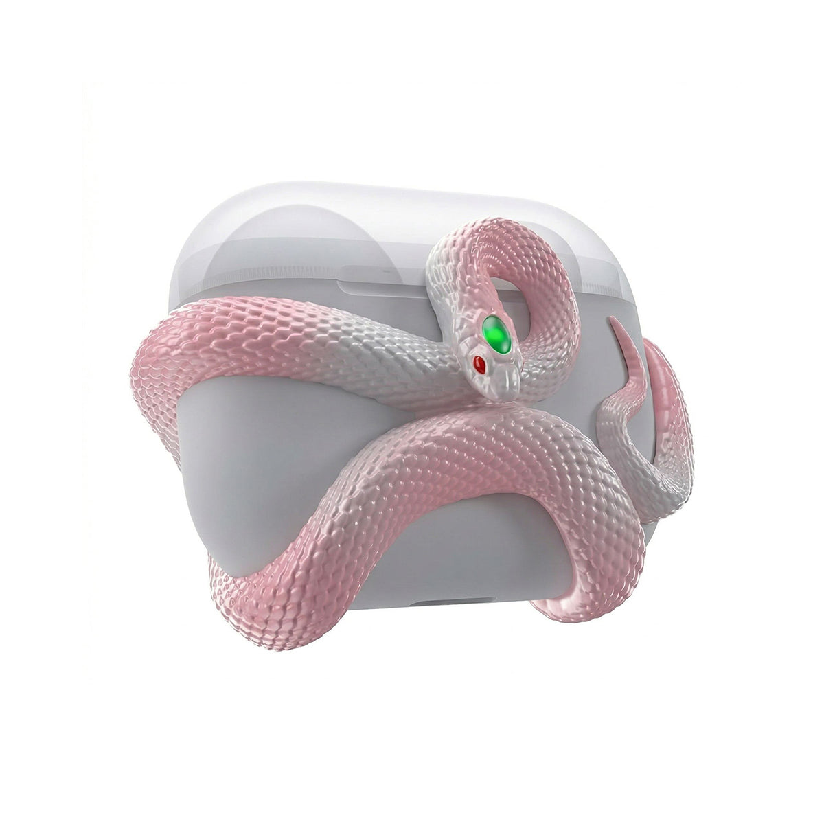 White Snake "Emerald Eye" 3D Silicone AirPods Pro Case – Serpent Series