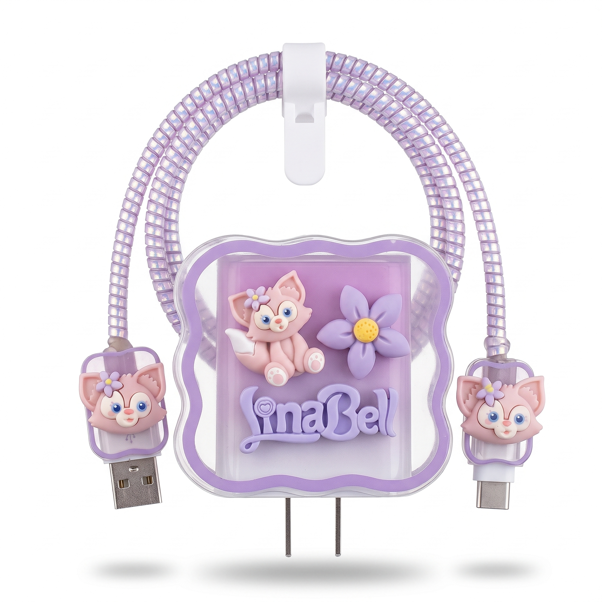 LinaBell 3D Silicone Charger Protector Set [Lavender]