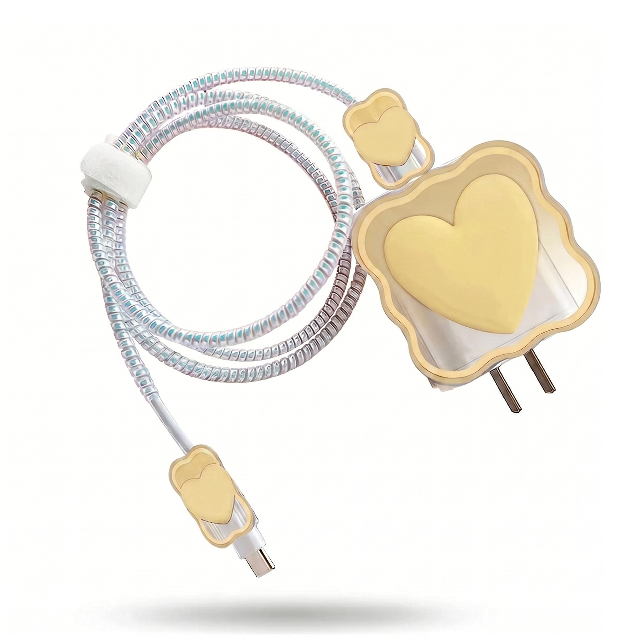 Pastel Heart Wave Charger Protective Case & Cable Saver Set