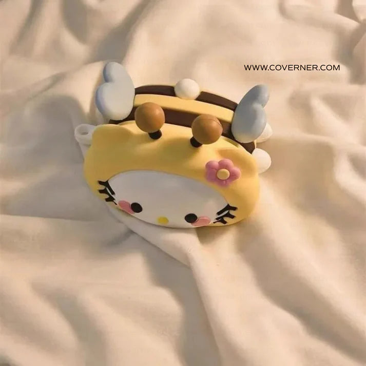 BeeBoo Kitty Bee Silicone AirPods Case with Hook – Cute Cartoon AirPods Cover by Coverner India