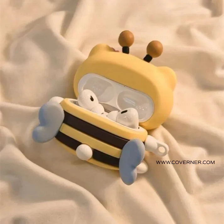 BeeBoo Kitty Bee Silicone AirPods Case with Hook – Cute Cartoon AirPods Cover by Coverner India